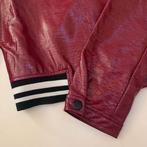 BCBGeneration | Red Vegan Leather Moto Jacket Y2K Bikercore Cropped | Size XS - Picture 7 of 10